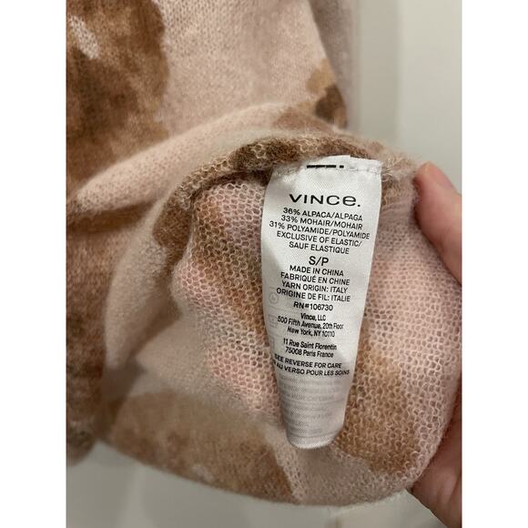 Vince Dahlia Pink & Brown Floral Alpaca Mohair-Blend Sweater MSRP $345 Sz Small - Picture 8 of 13